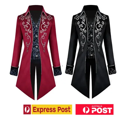 Victorian Men Tailcoat Steampunk Tailcoat Jacket Gothic Coat Costume Halloween • $37.88
