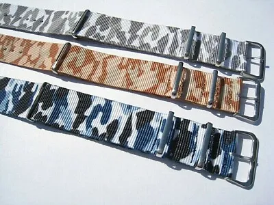 Camouflage Nylon Military Style Watch Strap. 16mm To 24mm Fast Delivery From UK • £3.35