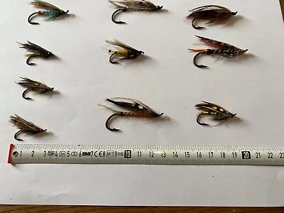 Vintage Salmon Flies Singles Dressed Fly Fishing X 10 Lot 1 • $12.45