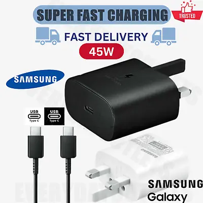Original 45W Super Fast Charger Plug Typ C Cable For Samsung Galaxy S23 S22 Lot • £14.69
