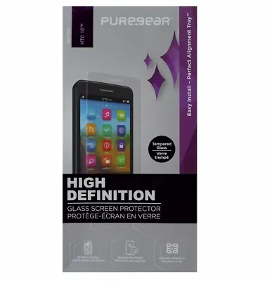 PureGear HD Tempered Glass Screen Protector W/ Alignment Tray For HTC 10 - Clear • $6.59