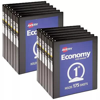 Avery Economy View 3-Ring Binder 1  Round Rings Black Pack Of 12 • $36.34