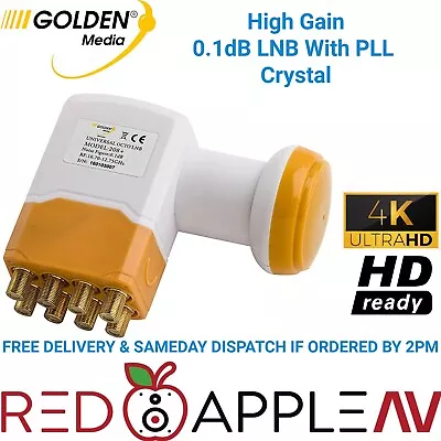 Golden Media GM208 PLL Universal Octo LNB Gold-Plated Contacts Full HD 4K 0.1 DB • £22.95