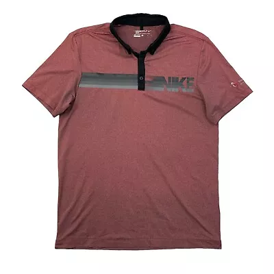 Nike Polo Shirt Mens L Large Brick Wailea Maui Hawaii Sport Golf Dri Fit Striped • $19.94