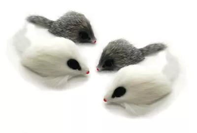  Real Rabbit Fur Long Hair Mouse Cat Toy - 4pk • $7.99