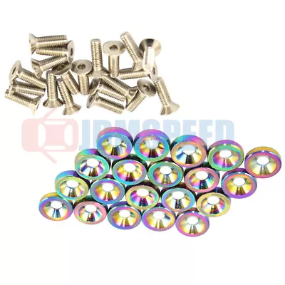 20 Pcs Neo Chrome Aluminum Fender/Bumper Washer/Bolt Engine Bay Dress Up Kit • $10.88