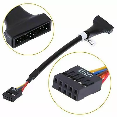 USB 3.0 20 Pin To 9 Pin Motherboard Male Header To Female USB 2.0 Cable Adapter • £2.49