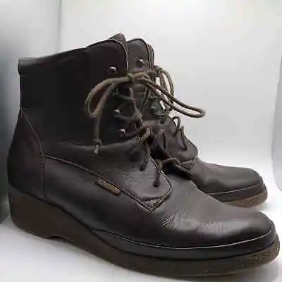 Mephisto Boots Lace Up Combat Peddler Brown Leather Air Jet Platform Womens 6.5 • $37.36