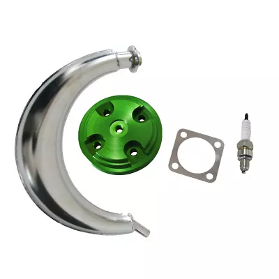 CNC Green Cylinder Head Cover & Muffler Exhaust For 66cc 80cc Motorized Bike • $32.99