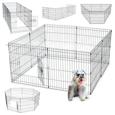 Dog Pet Pen 8 Panels Metal Puppy Playpen Run Cage Fence Enclosure Indoor Outdoor • £20.95