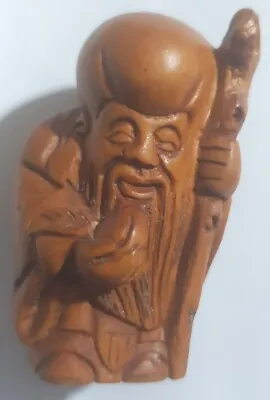 £26 • Buy Netsuke  Carved  Boxwood Old Wise Man With Staff..signed