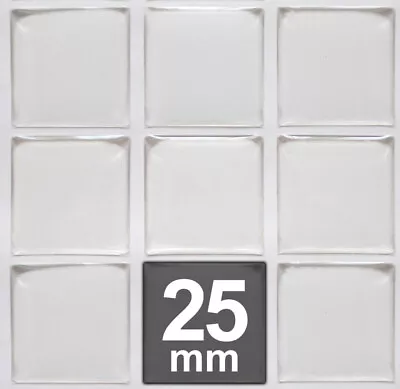 25mm Square Clear Epoxy Stickers - Self Adhesive Square Resin Domes Dots Seals • $17.90