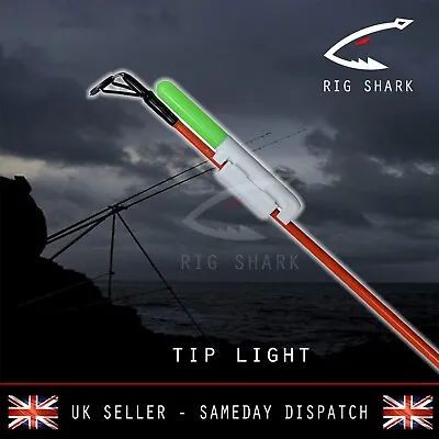 Rig Shark™ GREEN LED Sea Fishing Clip Rod Tip Light Beach Caster Bite Glow Stick • £6.99