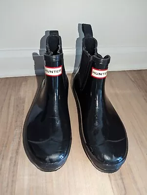 Hunter Women's Original Gloss Chelsea Boot - Black Size  US 9 • $34.99