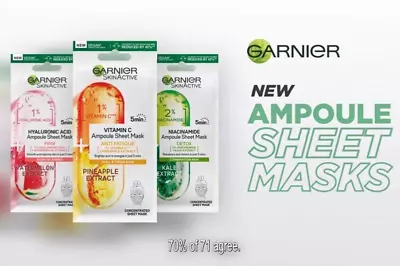 Garnier Ampoule Sheet Face Mask Collection Set With Fast Action - 6 X Mask • £12.99