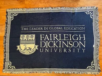 Fairleigh Dickinson University Seal Global Education Blue THROW BLANKET NOS RARE • $99.95