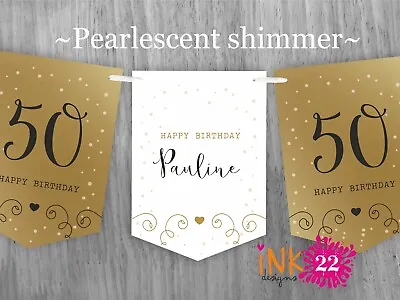 Personalised Birthday Party Banner Decoration Bunting Gold 50th 60th 70th 80th  • £5.95