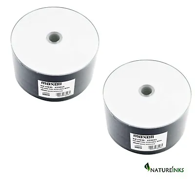 100 MAXELL Inkjet Printable 52X 80 MINUTE Blank CD CD-R DISCS 700MB 624043 • £18.59