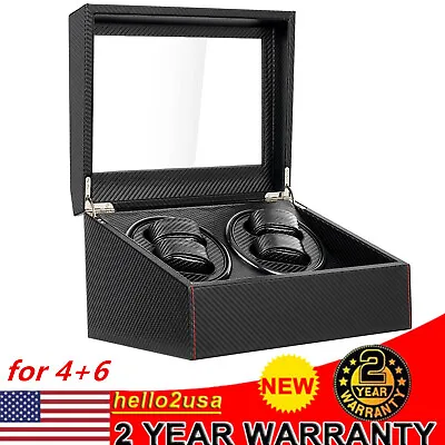 4+6 Watch Winder Automatic Rotate Watch Display Box Carbon Fiber Storage Box HOT • $62.40