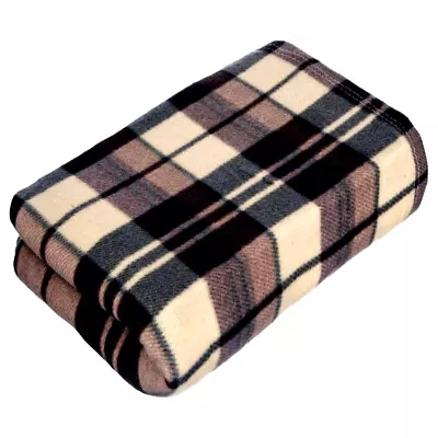 Tartan Throw Checked Large Polar Fleece Warm Soft Blanket Sofa Bed Travel Car • £14.99