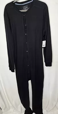 Cuddl Duds Men's XL Black  NWT Flaw Waffle Thermal Button Front Union Suit • $14