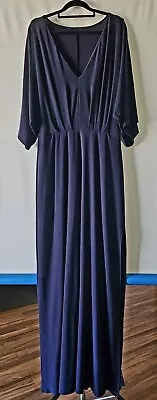 ASOS Size 14 Dark Blue Long Dress Heavy Fabric With Leg Split. • $10