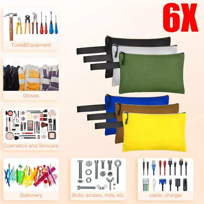 $18.99 • Buy 6 Pack Tool Pouch Canvas Tool Bag Zipper Small Multipurpose Organizer Pouch