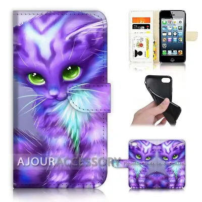 $12.99 • Buy ( For IPhone 7 Plus ) Wallet Flip Case Cover AJ21199 Cartoon Cat