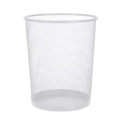 White Multifunction Steel Mesh Waste Basket Trash Bin - 11.75 X 13.75 Inch • $15.29