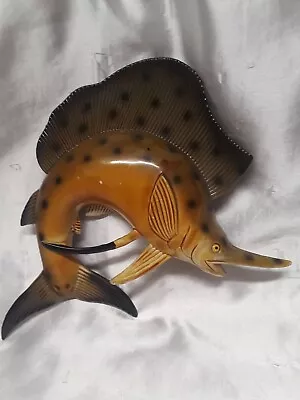 Vintage 3D Plastic Marlin Salt Water Game Fish Decoration With Hanger 10 ×9  • $6