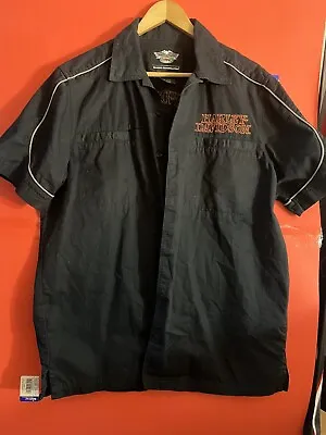 Vintage Embroidered Harley Davidson Button Up Work Shirt Size Medium • $27.50