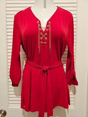 Michael Kors Red Tunic With Gold Chain Accent Size L • $34.99