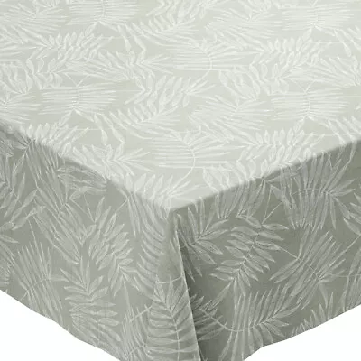 Olivia Green Modern Leaf Leaves PVC Vinyl Wipe Clean Oilcloth Tablecloth • £7.99