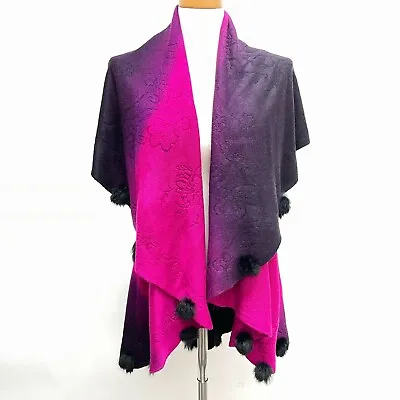 Open Front Shawl Wrap Sweater One Size Rabbit Fur Pink Purple Black  • $19.99