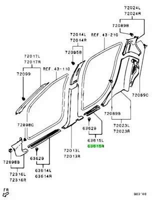 Mitsubishi L200 Triton Door Step Scuff Plate Rear Right MN123962HA Genuine OEM • $38.69