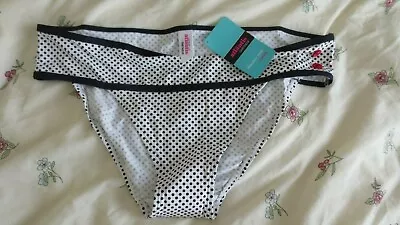 Panache Atlantis Katie Bikini Bottom Black And White Spot Size 14 Bnwt • £6