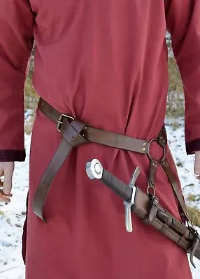 Brown Leather Medieval Sword Belt. LARP Reenactment Costume • £31.99