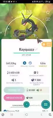 Pokémon Go- Shiny Rayquaza Level 40 3moveset Dragon Ascent -T R A D E Go • $28.59