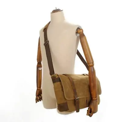 Laptop Bag Mens Vintage Casual Canvas Messenger Bag Men's Military BE • £37.23