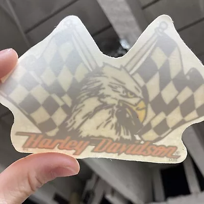 HARLEY DAVIDSON RACING 70s 80s WINDOW STICKER VTG MOTORCYCLE CHOPPER EAGLE DECAL • $13.96