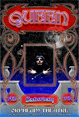 $15 • Buy QUEEN CONCERT 1975 TOUR By First Generation Grande Poster Artist Carl Lundgren