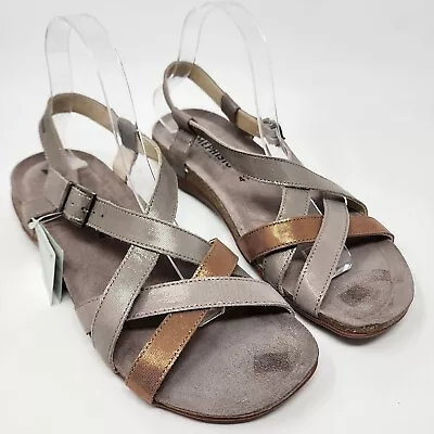 Mephisto Metallic Criss-Cross Cork Footbed Comfort Sandals Air-Relax EU41/US11 • $54.87