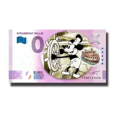 0 Euro Souvenir Banknote Steamboat Willie Colour Malta FEBE 2024-1 • $12