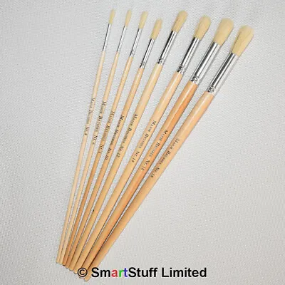 Long Handled Round Hog Hair /Bristle / Fitch Artists Paint Brushes - Art & Craft • £3.40