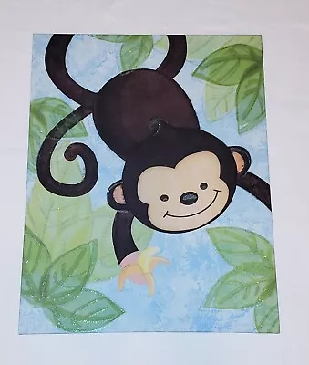 Lion & Monkey Large Wall Art Portraits Jungle Nursery Wood Frame Set Of 2 • $14