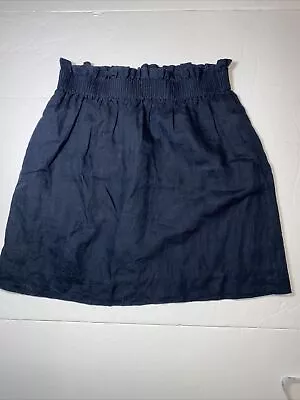 J CREW Dark Navy Blue Linen City Mini SKIRT Size 2 100% Linen Style # 40304 • $15