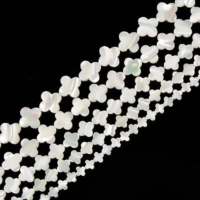 White Mother Of Pearl MOP Shell Four Leaf Clover Beads 6mm To 16mm 15.5'' Strd • $9.89