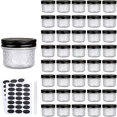 $29.64 • Buy 4 Oz Glass Jars With Lids（Black）,Small Clear Canning Jars For Caviar,Herb,Jelly