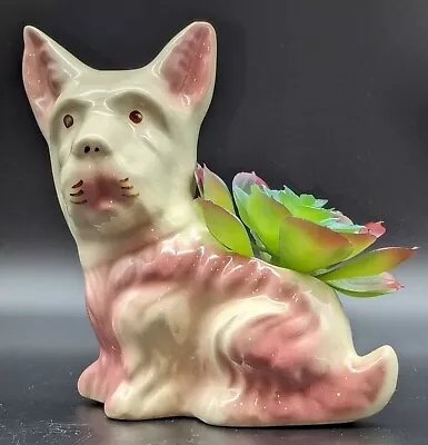 Vintage McCoy Pottery 1950s Pink Scottie Dog Cairn Terrier Figural Planter  • $20