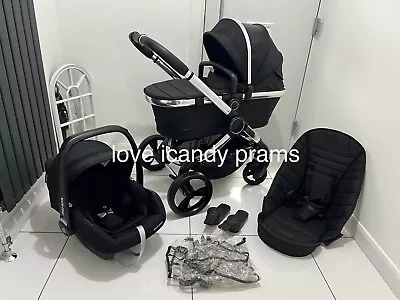 ICandy Peach 6 Twill Black  Travel System& New Car Seat 🖤Profesionally Cleaned • £450